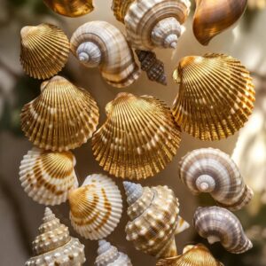 Minto.Gold high-level digital art golden seashells, $120 ambassador rewards nautilus collection, organic geometry community growth art.